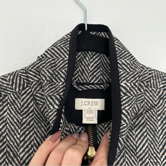 J Crew Quilted Herringbone Full Zip Vest Down Filled Black White Size XXS Women - Picture 11 of 11